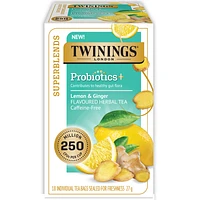 Twinings Superblends Probiotics+ Flavoured Herbal Tea - Lemon and Ginger - 18's