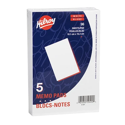 Hilroy Memo Pads - 10.2 x 15.2 cm - 5 Pack