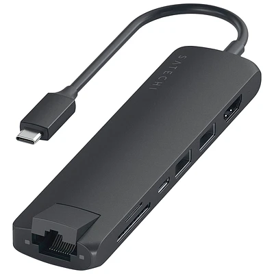 Satechi USB-C Slim Multi-Port with Ethernet Adapter -Black - ST-UCSMA3K