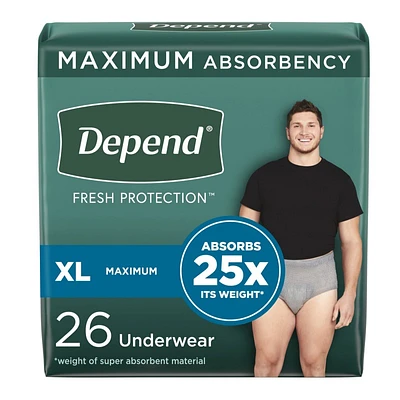Depend Fresh Protection Incontinence Underwear for Men - Maximum - Extra Large