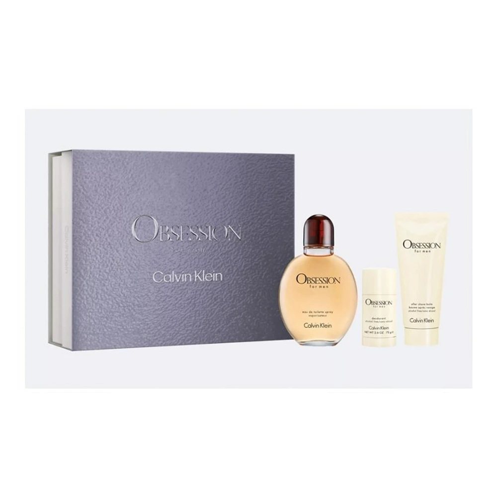 Calvin Klein Obsession Eau de Toilette, After Shave Balm and Deodorant Gift Set - 3 piece