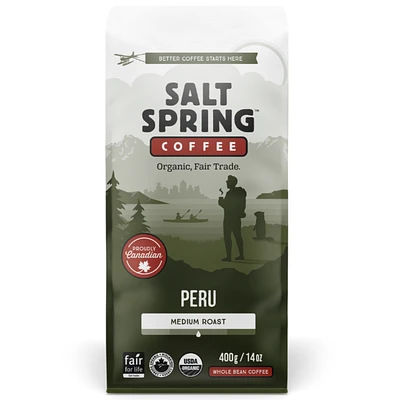 Salt Spring Coffee - Peru Medium Roast - Whole Bean - 400g