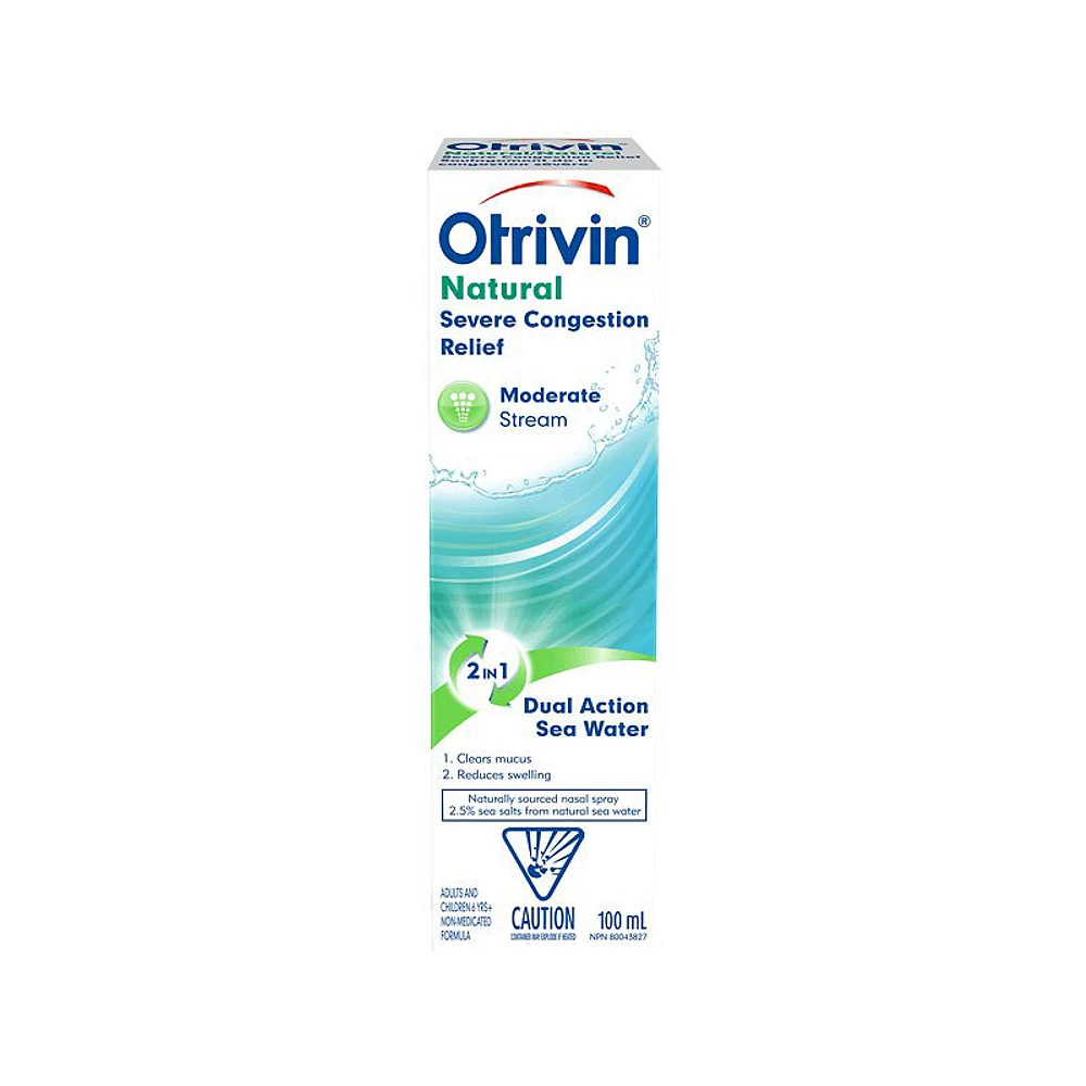 Otrivin Natural Severe Congestion Relief Moderate Stream Nasal Spray - 2 in 1 Sea Water - 100ml