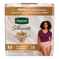 Depend Silhouette Incontinence Pants for Women - Maximum - Medium - Pink - 14's