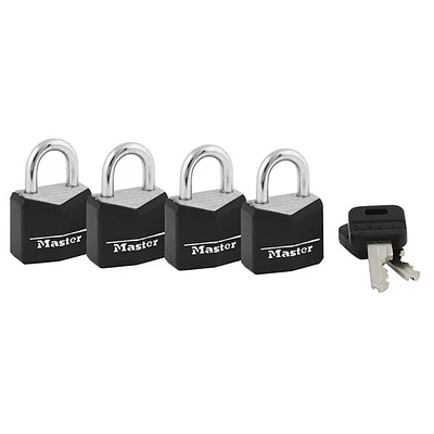 Master Lock Covered Brass Steel Shackle Padlocks - 4 Pack