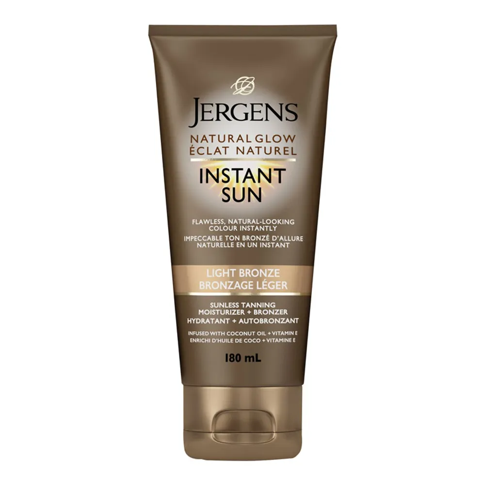 Jergens Natural Glow Instant Sun Sunless Tanning Moisturizer and Bronzer - Light Bronze - 180ml