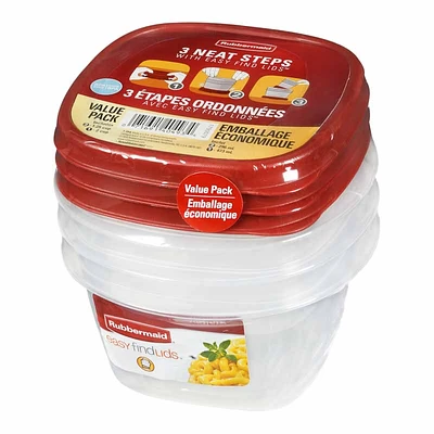 Rubbermaid Easy Find Lids Food Container - Square - 3 pack