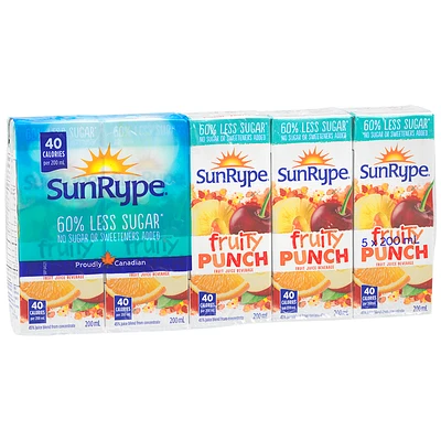 SunRype 60% Less Sugar Juice - Fruity Punch - 5x200ml