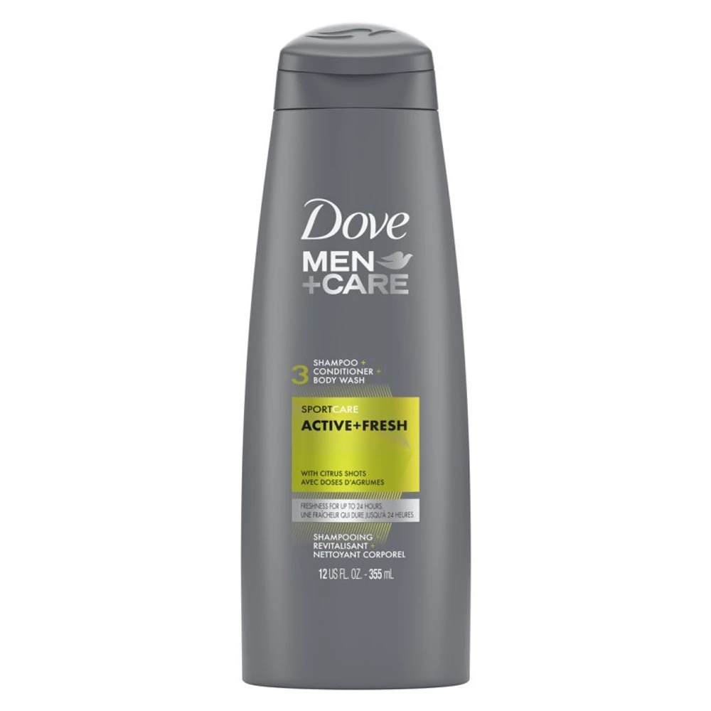 Dove Men+Care 3 Shampoo Conditioner Deodorizer - Active +Fresh - 355ml