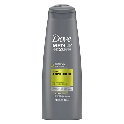 Dove Men+Care 3 Shampoo Conditioner Deodorizer - Active +Fresh - 355ml