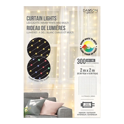 Danson Decor LED Light Curtain - RGB/Warm White - 2m x 2m - 300 Lights