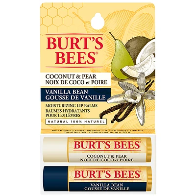 Burt's Bees Moisturizing Lip Balm - Coconut Pear & Vanilla Bean - 2 x 4.25g