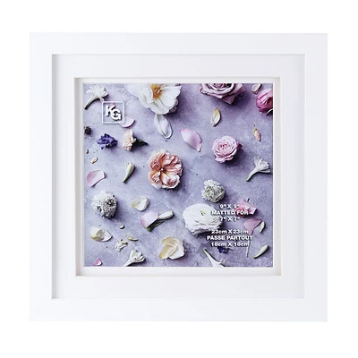 Kiera Grace Double Mat Frame - White - 9x9 Inch Double Matted for 7x7 Inch - PH40329-2
