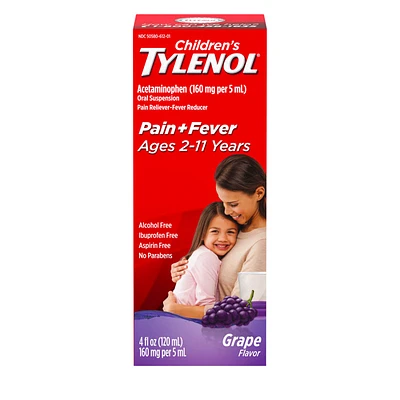 Tylenol* Children's Acetaminophen Oral Suspension Liquid - Grape - 120ml