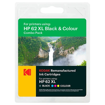 Kodak Remanufactured HP62XL Ink Cartridges - Black/Colour - 185H006217