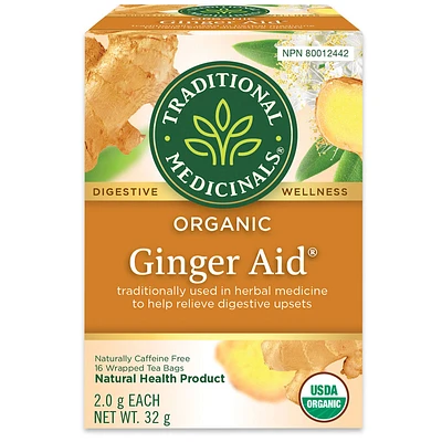 Traditional Medicinals Organic Wrapped Tea Bags - Ginger Aid - 16's
