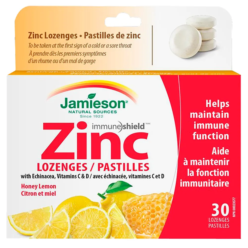 Jamieson Immune Shield Zinc Lozenges with Vitamin and Mineral - Honey Lemon - 30s