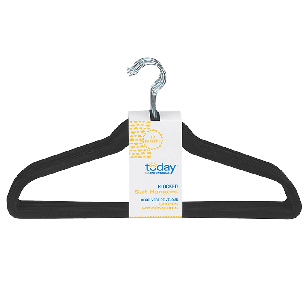 Today by London Drugs Flocked Suit Hanger - Black - 10pk