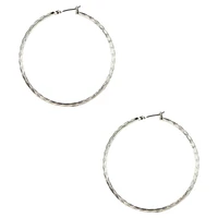 Anne Klein Click Hoop Earrings - Silver Tone