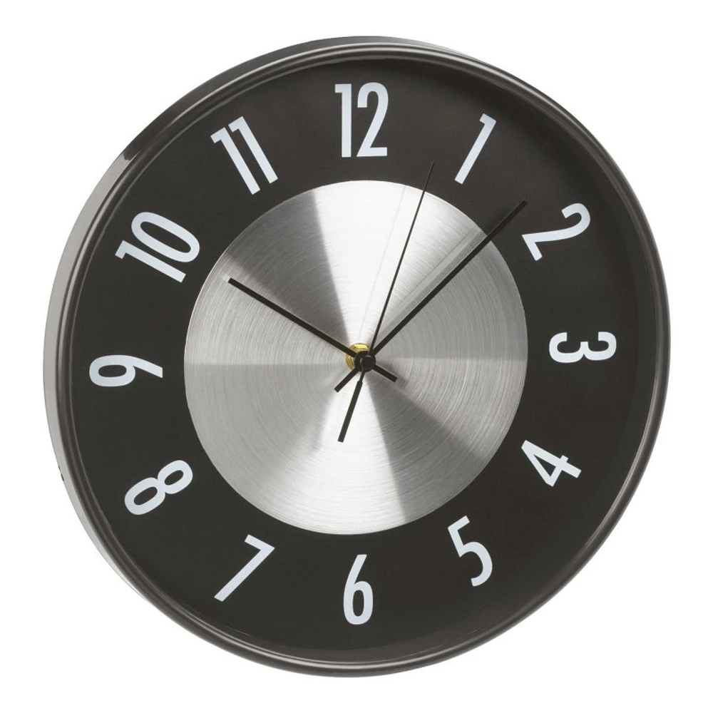 Today by London Drugs Wall Clock - 30.5cm - Black\Aluminum