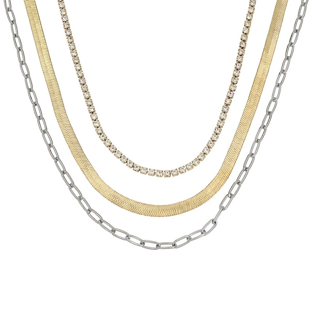 Steve Madden Stone Necklace Set - Crystal