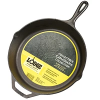 Lodge Cast-Iron Skillet with Maple Leaf Design - Black - 12-inch