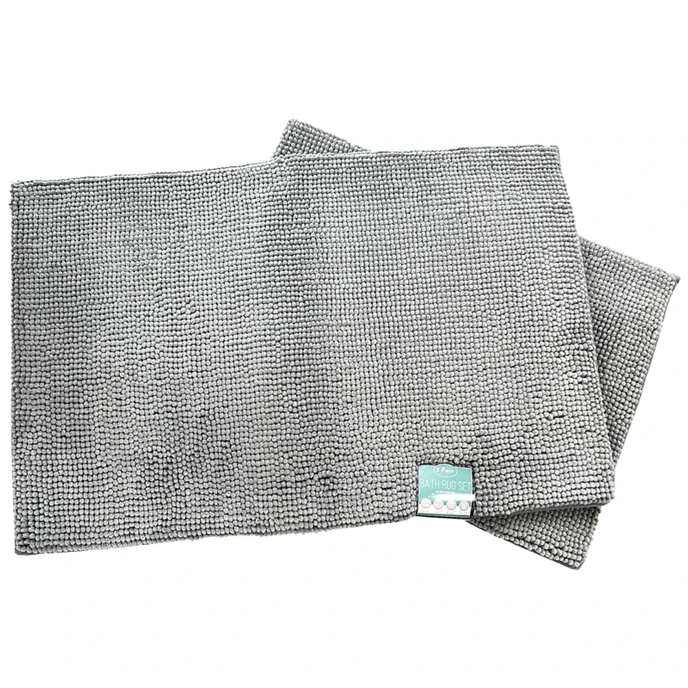 Memory Foam Bath Rugs - Grey - 2 Piece