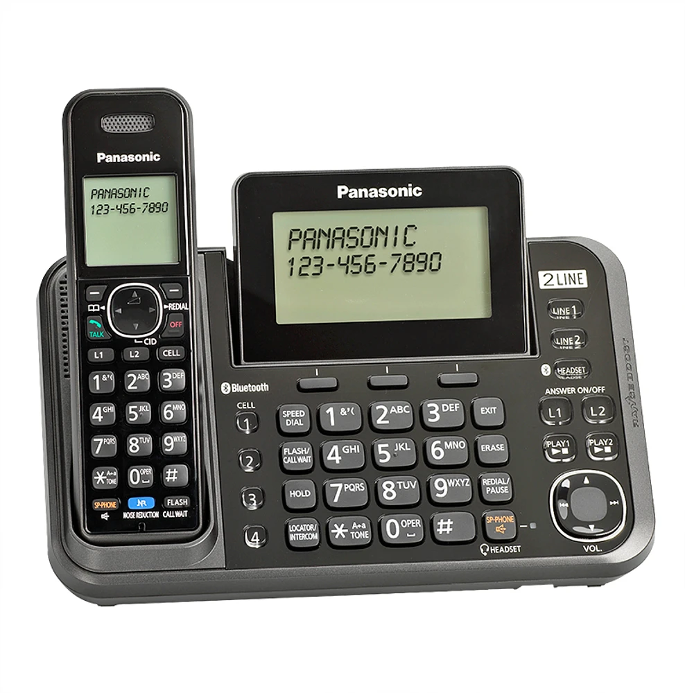 Panasonic 2-Line Bluetooth (Link-To-Cell) Cordless Phone - Black - KX-TG9541B