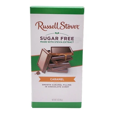 Russel Stover Sugar Free Chocolate Caramel Tile Candy Bar - 85g