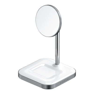 Satechi Magnetic Wireless Charging Stand - Aluminium/White - STWMCS2M