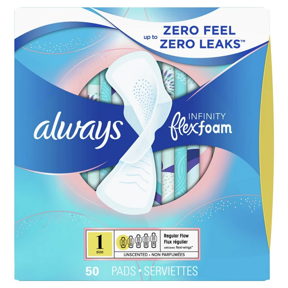 Always Infinity Pads with Flexfoam - Regular Flow - Size 1 - 50s