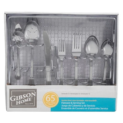 Gibson Home Flatware Service Set with Wire Caddy - Stainless Steel - 65 piece