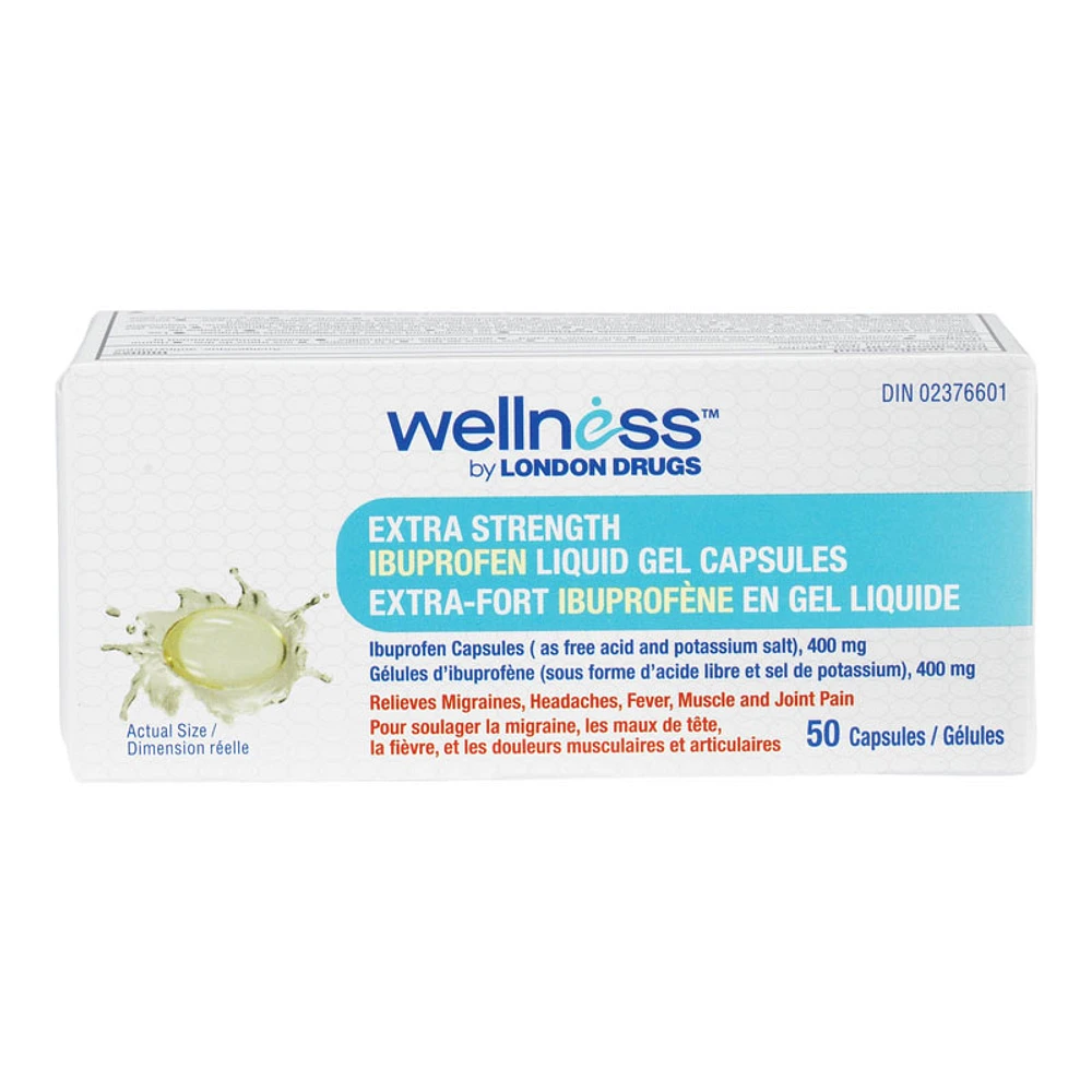 Wellness by London Drugs Ibuprofen Liquid Gel Capsules Extra Strength - 400mg - 50s