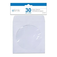 Elink Paper CD/DVD Sleeves - White/Clear - 30's