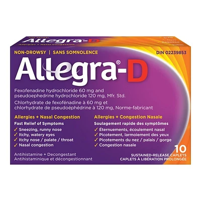 Allegra-D Allergy + Nasal Congestion Sustained-Release Caplets - 10s