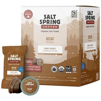 Salt Spring Decaf Dark Pods Coffee - 20's