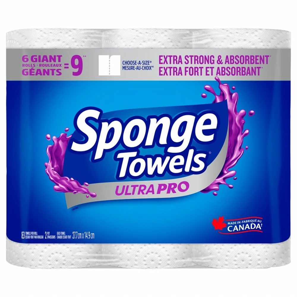 SpongeTowels Ultra Pro Paper Towels - 6 Giant Rolls