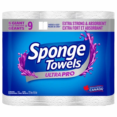 SpongeTowels Ultra Pro Paper Towels - 6 Giant Rolls