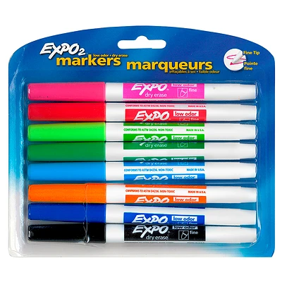 Expo Dry Eraser Fine Tip Markers - Assorted - 8s