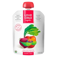 Love Child Organics Puree - Apples, Strawberry, Beets and Blueberries - 128ml
