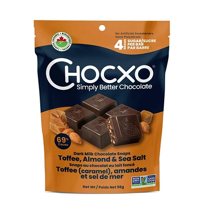 Chocxo Dark Milk Chocolate Almond Snaps Toffee - 98g