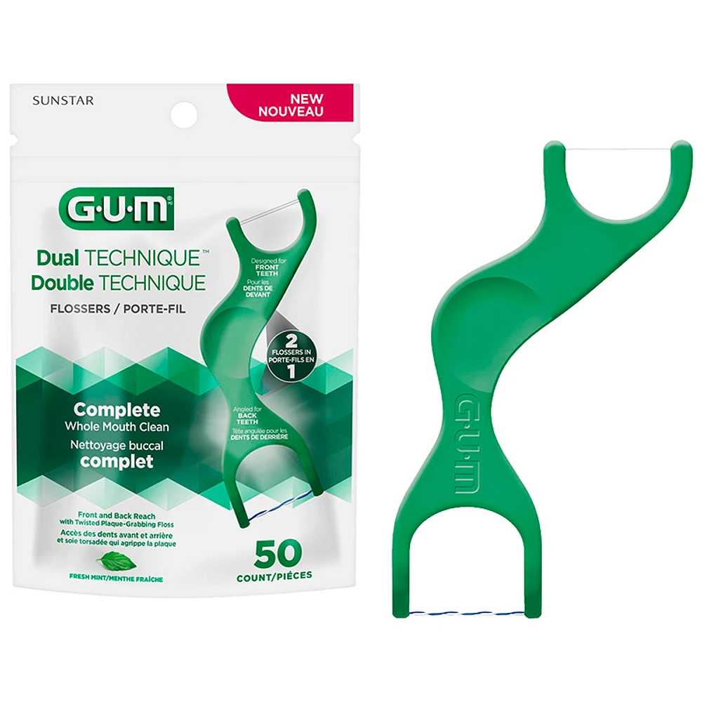 G.U.M Dual Technique Flossers - Mint - 50's