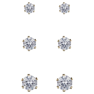 Anne Klein Crystal Earring Stud Set - 3 Pairs