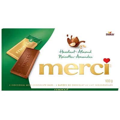Merci Chocolate - Hazelnut & Almond - 4 Bars/100g