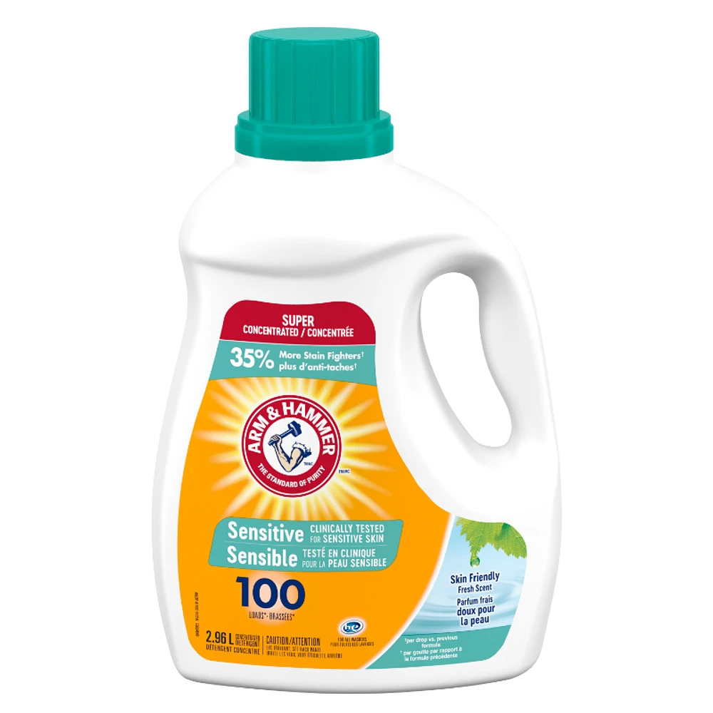 Arm and Hammer Liquid Laundry Detergent Clean Fresh - Sensitive - 2.96L