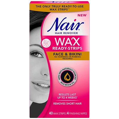 Nair Hair Remover Wax Ready Strips - Face & Bikini - 40s/4s