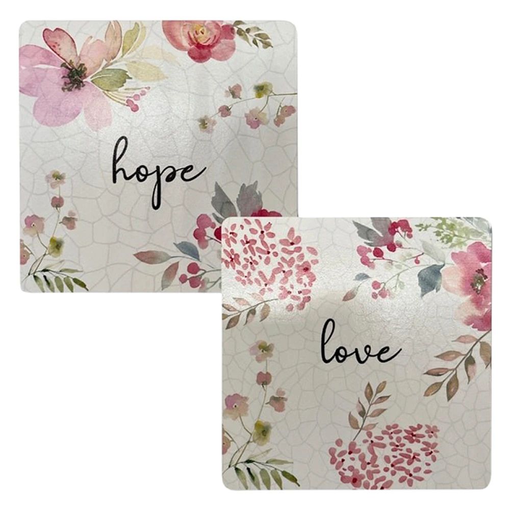 Floral Coasters Set with Caddy - 6 piece