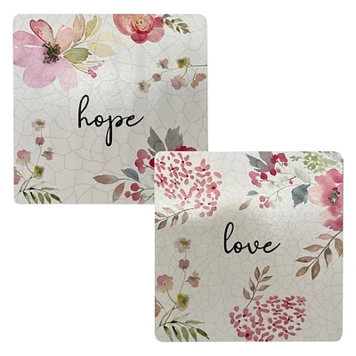 Floral Coasters Set with Caddy - 6 piece