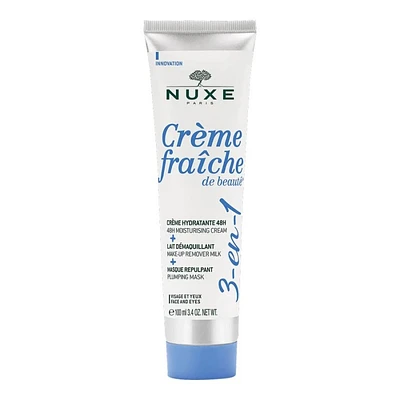 Nuxe Crème Fraîche de Beauté 3-in-1, 48-hour Moisturizing Cream, Make-Up Remover, Milk Plumping Mask - 100ml