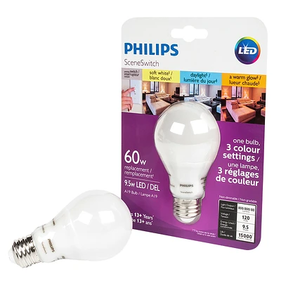 Philips A19 LED Light Bulb - Tri Colour - 60w